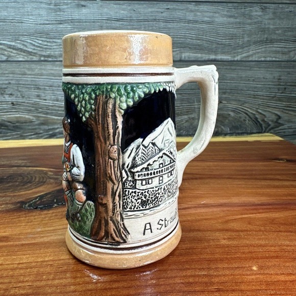 Original Vintage German Embossed Man Woman‎ Playing/Drinking Ceramic Mug - Picture 4 of 10